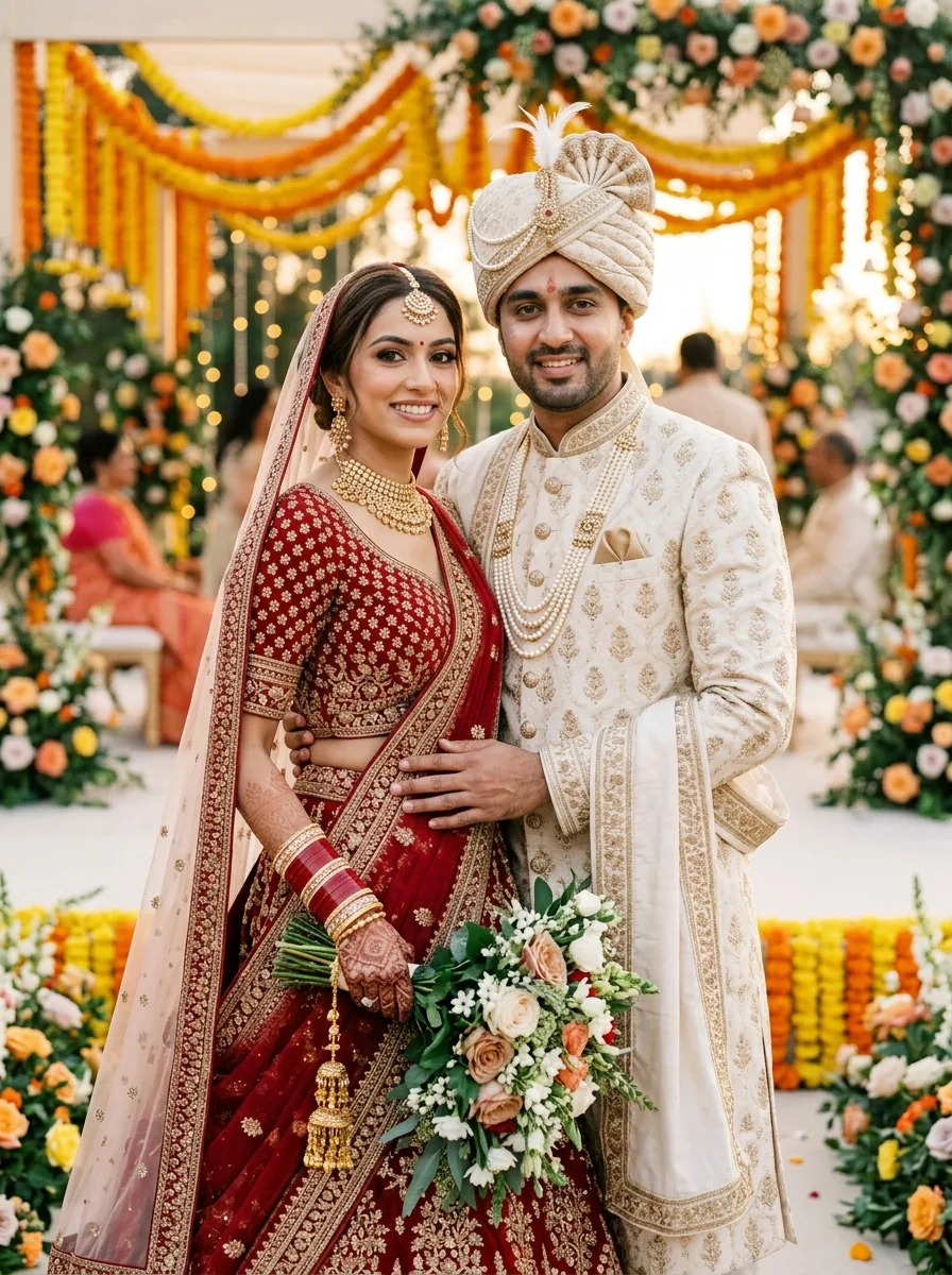 AI-generated Bride & Groom wedding look created with DreamDay Looks